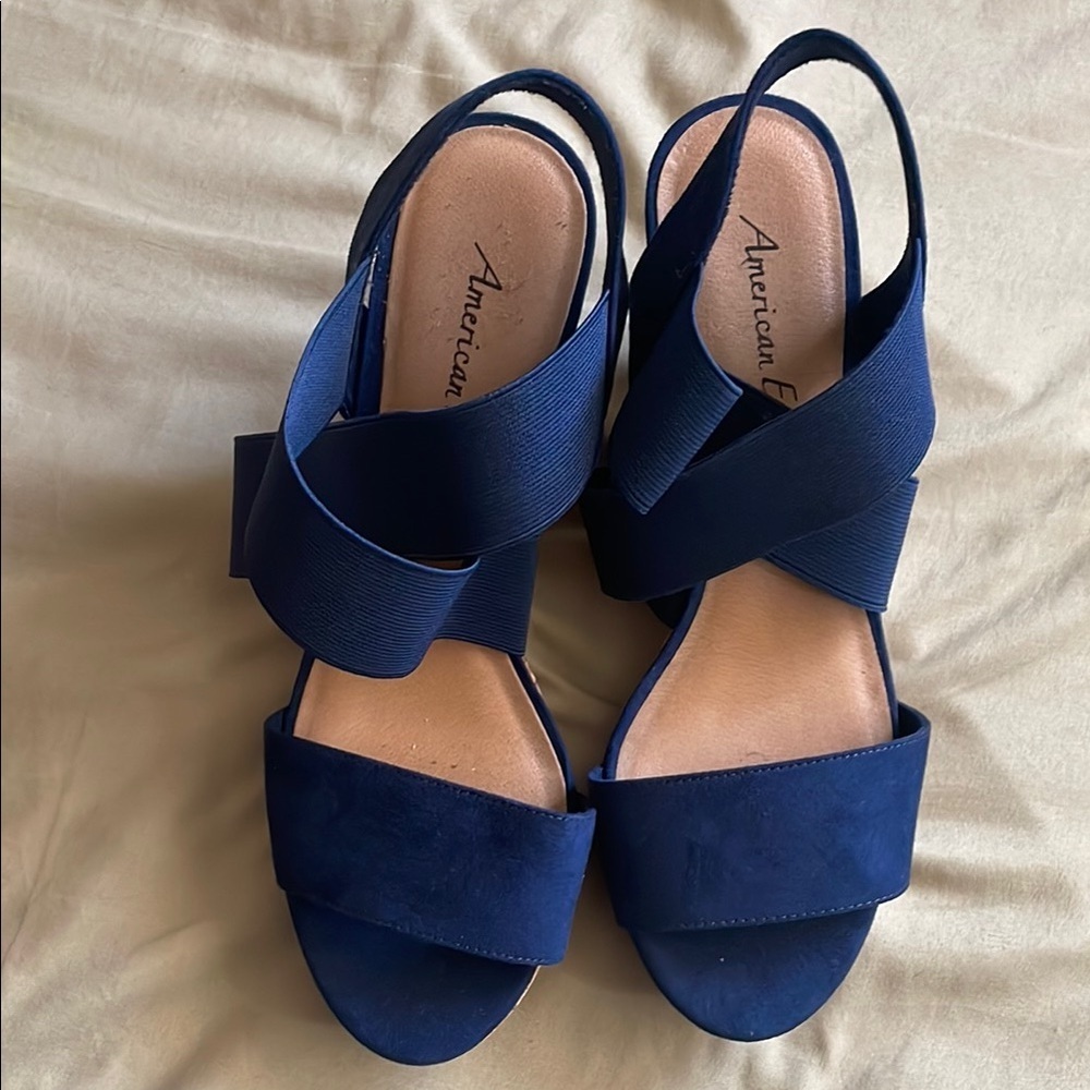 American Eagle Outfitters Blue Sandals with Cross-Strap Design